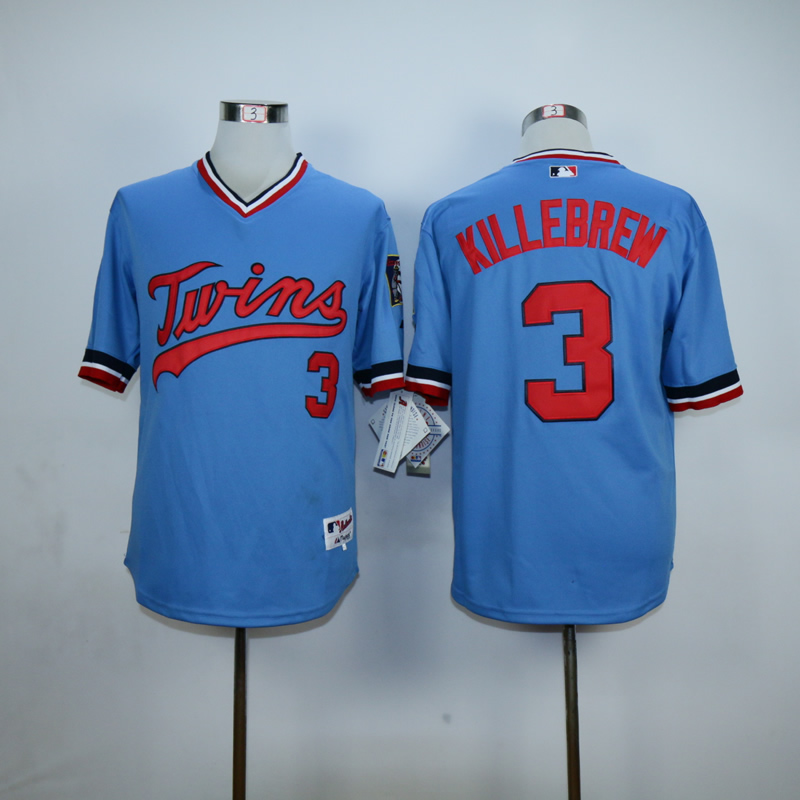 Men Minnesota Twins #3 Killebrew Blue Throwback MLB Jerseys->minnesota twins->MLB Jersey